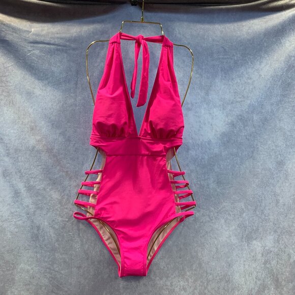 Tempt Me Other - Tempt Me Sexy One Piece Plunge V Neck Halter Cutout Monokini Swimsuit